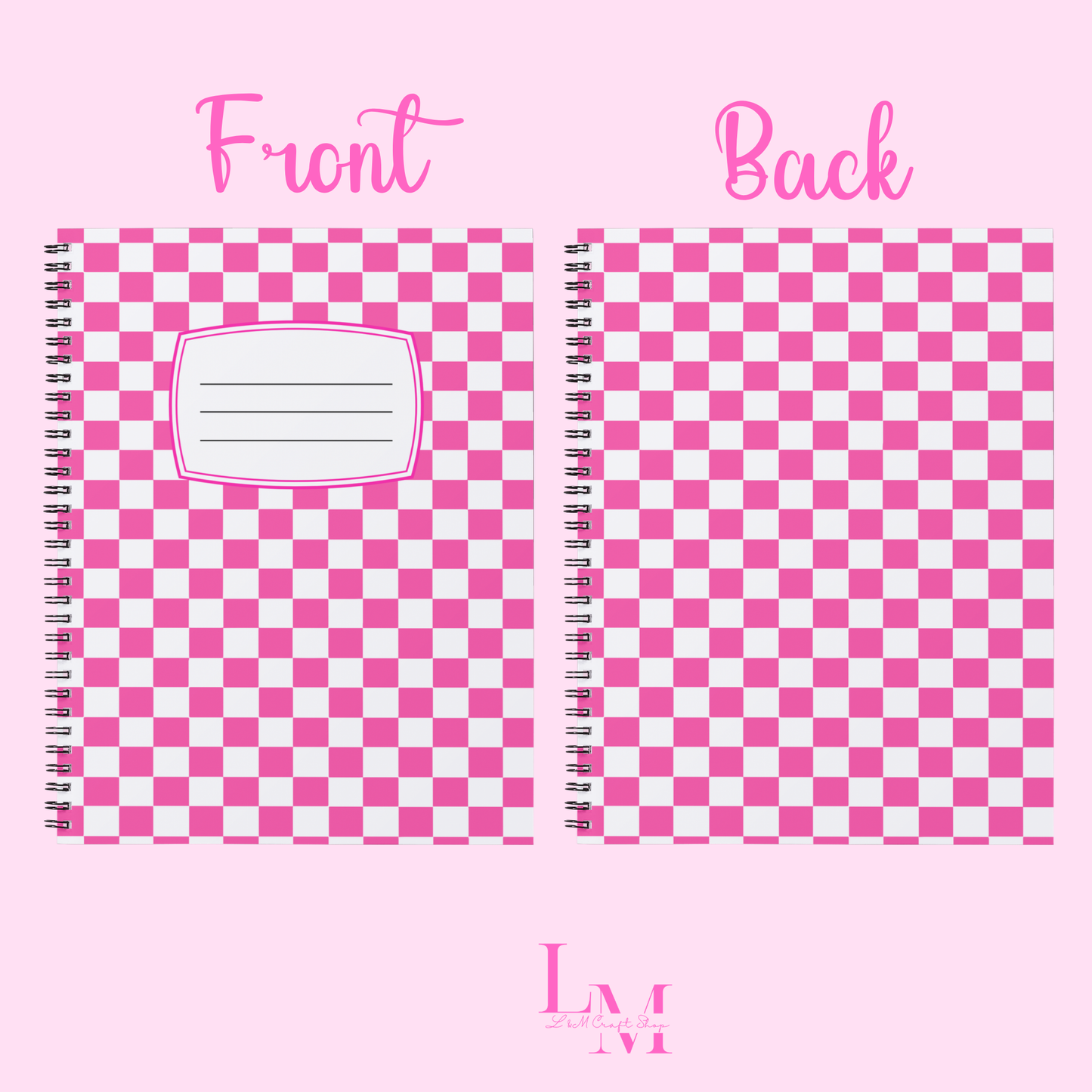 Pink Checkered print Notebook Sticker