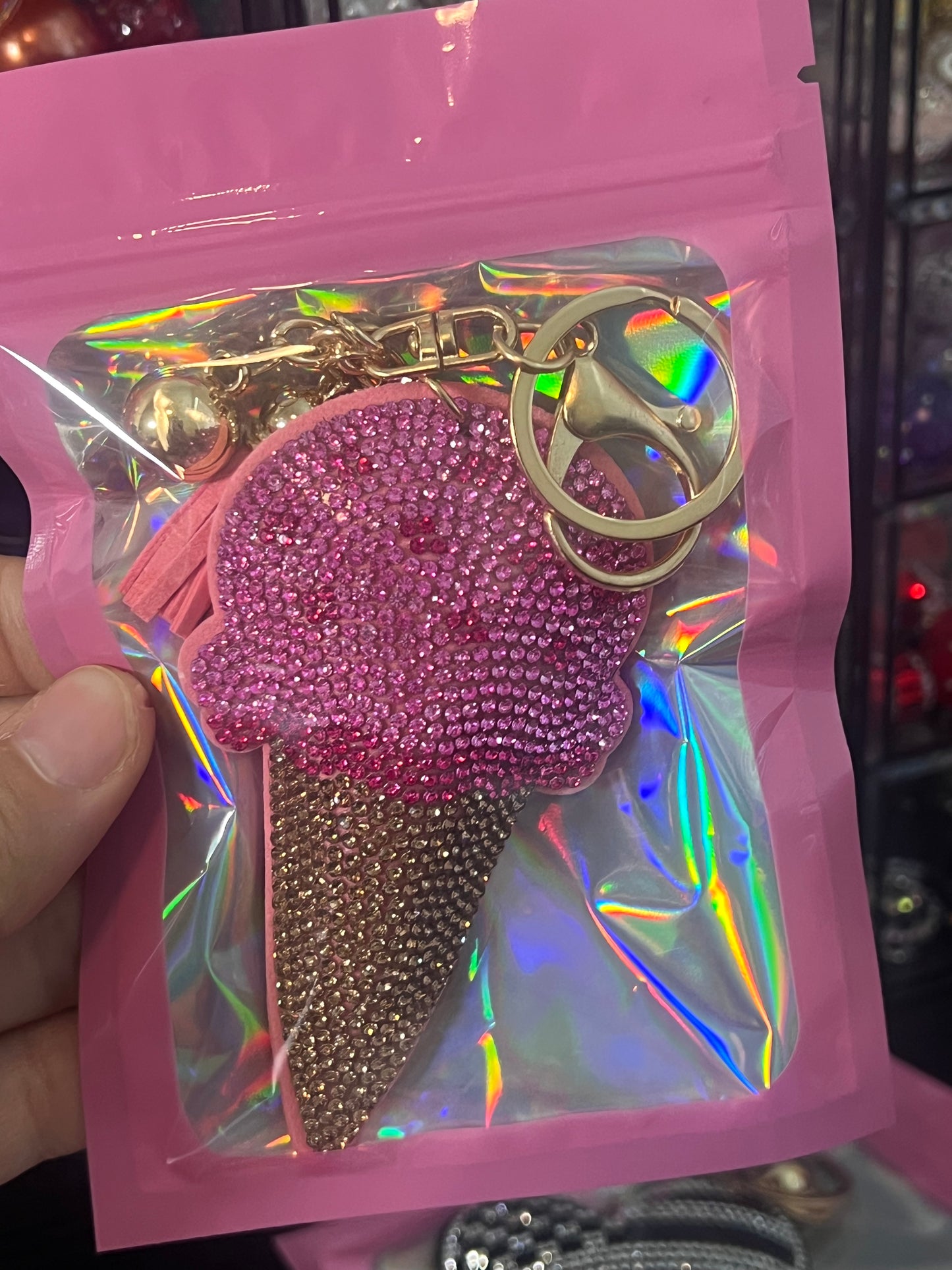 Ice Cream Cone PINK - Keychain Bling