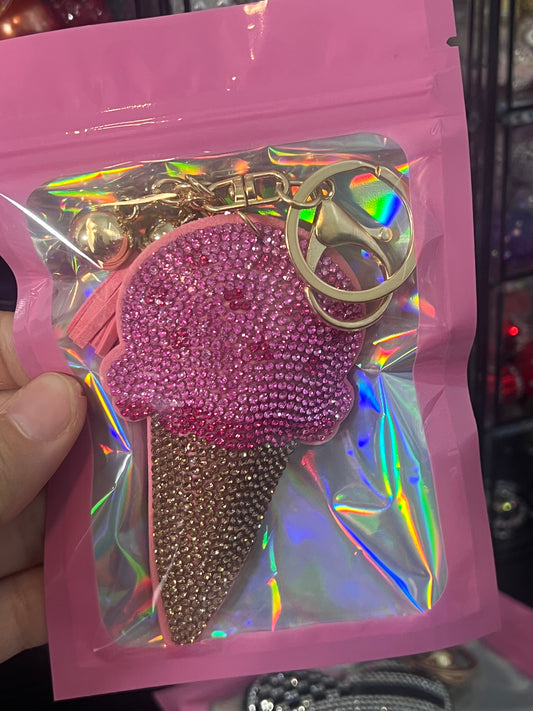 Ice Cream Cone PINK - Keychain Bling