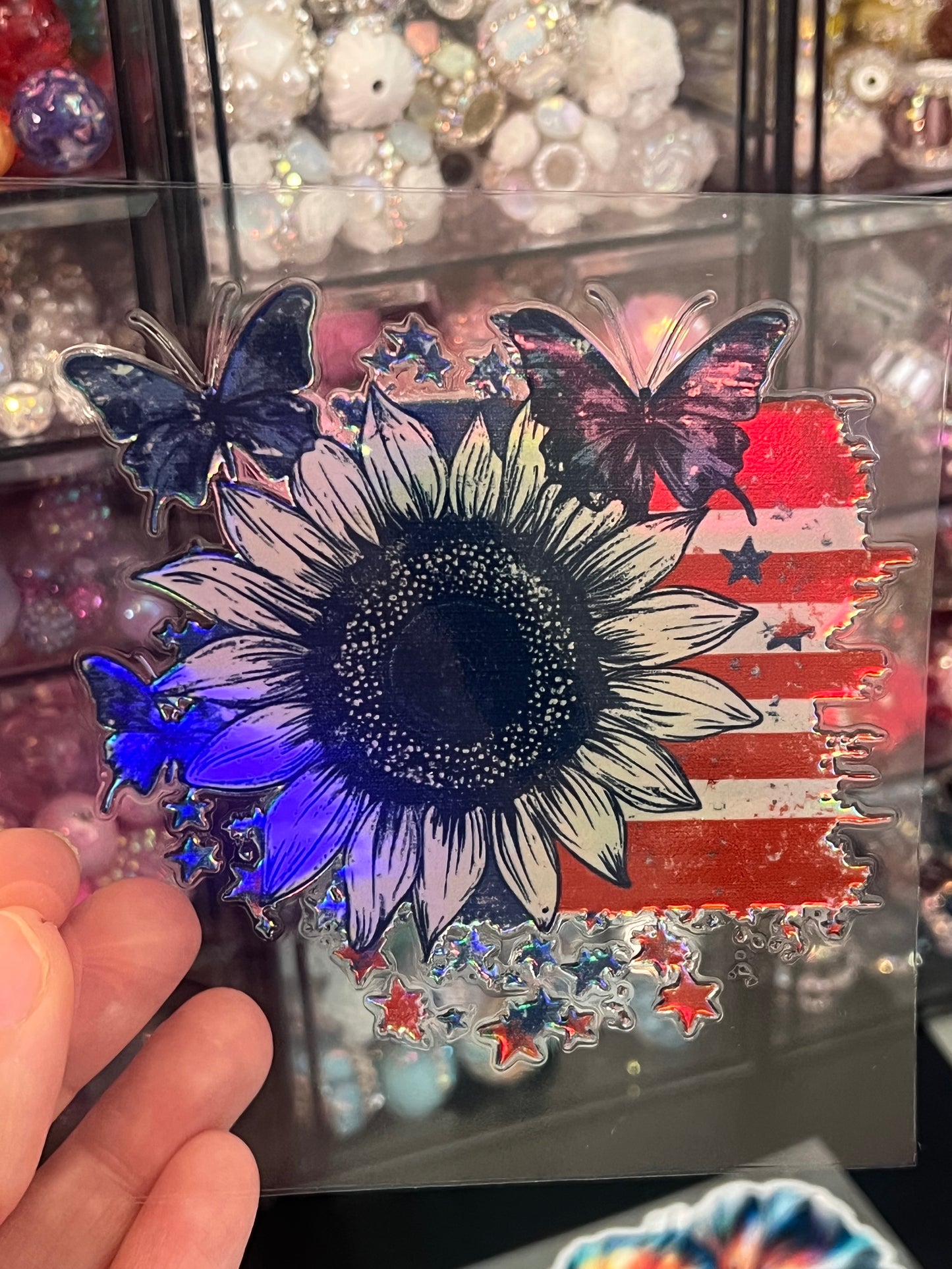 Sunflower American Flag - HOLOGRAPHIC WRAP