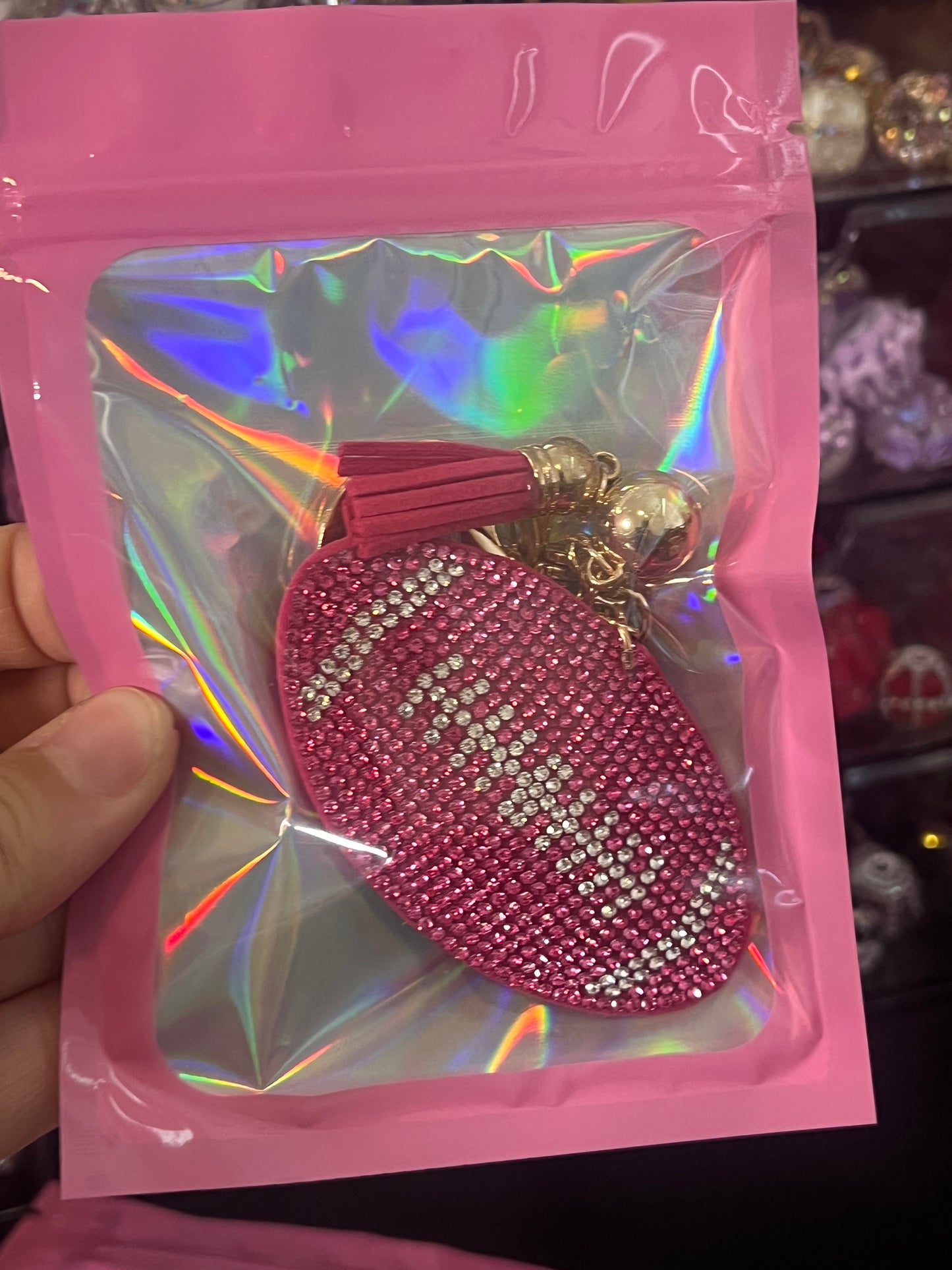 Pink Football - Keychain Bling