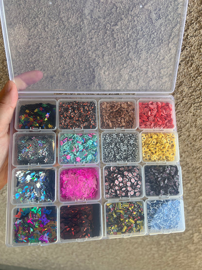 16-Piece CLAY & SHAPED Glitter Mixed Bundle