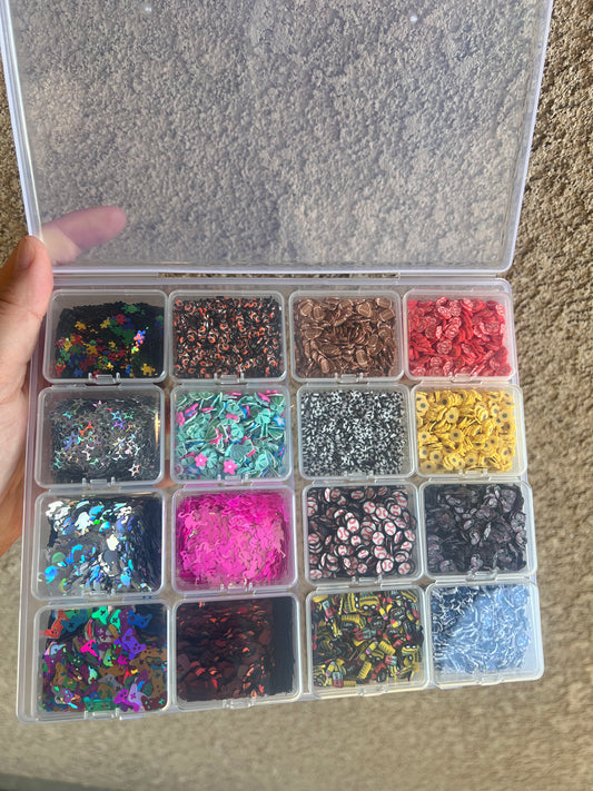 16-Piece CLAY & SHAPED Glitter Mixed Bundle